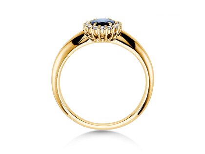 Bague de fiançailles Windsor dans 14K or jaune avec saphir 0,60ct et diamants 0,12ct