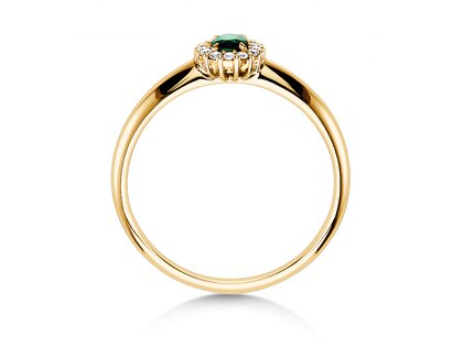 Bague de fiançailles Jolie dans 14K or jaune avec émeraude 0,25ct et diamants 0,06ct