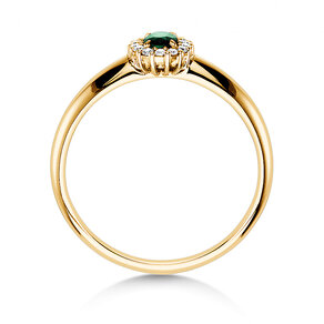 Bague de fiançailles Jolie dans 14K or jaune avec émeraude 0,25ct et diamants 0,06ct