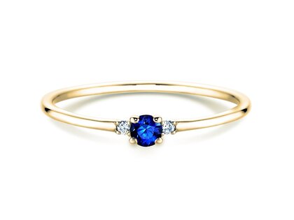 Bague de fiançailles Vivid Petite en 14K or jaune avec saphir 0,08ct et diamants 0,02ct