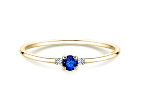 Bague de fiançailles Vivid Petite en 14K or jaune avec saphir 0,08ct et diamants 0,02ct