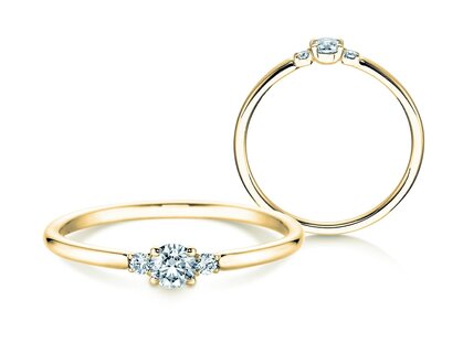 Bague de fiançailles Vivid Petite Diamond en 14K or jaune avec diamants 0,20ct G/SI