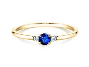 Bague de fiançailles Vivid Petite en 14K or jaune avec saphir 0,16ct et diamants 0,04ct