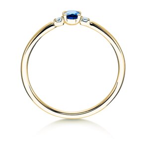 Bague de fiançailles Vivid Petite en 14K or jaune avec saphir 0,16ct et diamants 0,04ct