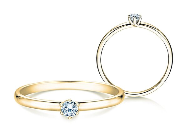 Bague de fiançailles Melody dans 14K or jaune avec diamant 0,10ct H/SI
