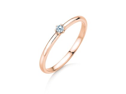 Bague de fiançailles Melody en 9K or rose avec diamant 0,05ct H/SI