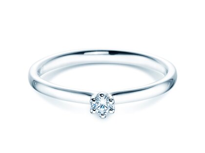 Bague de fiançailles Classic 6 dans 14K or blanc avec diamant 0,05ct H/SI