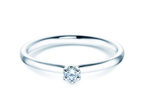 Bague de fiançailles Classic 6 dans 14K or blanc avec diamant 0,05ct H/SI