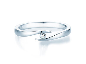 Bague de fiançailles Twist dans Argent 925/- avec diamant 0,05ct H/SI