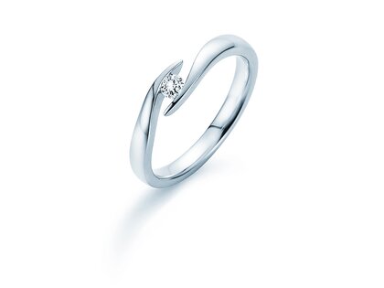 Bague de fiançailles Twist dans Argent 925/- avec diamant 0,10ct G/VS