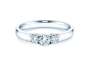 Bague de fiançailles 3 Stones en 9K or blanc avec diamants 0,11ct G/SI