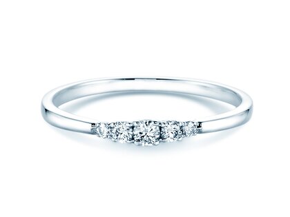 Bague de fiançailles 5 Diamonds dans 14K or blanc avec diamants 0,15ct G/SI