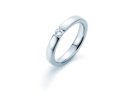 Bague de fiançailles Infinity en platine 950/- avec diamant de laboratoire 0,15ct D/IF