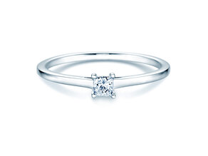 Bague de fiançailles Princess dans Argent 925/- avec diamant 0,15ct G/SI