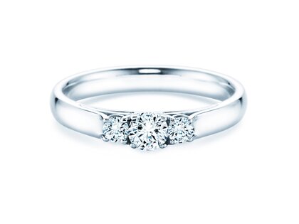 Bague de fiançailles 3 Stones dans or blanc