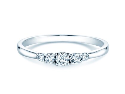 Bague de fiançailles 5 Diamonds dans 18K or blanc avec diamants 0,25ct G/SI