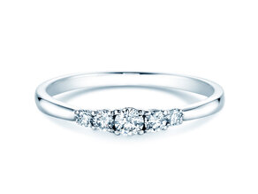 Bague de fiançailles 5 Diamonds dans 18K or blanc avec diamants 0,25ct G/SI
