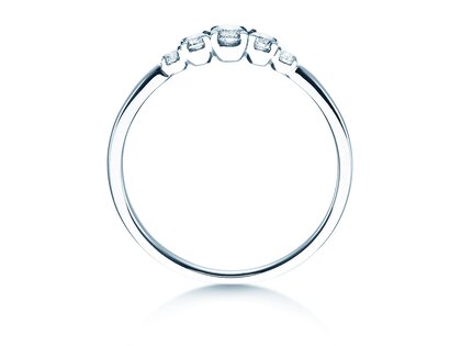 Bague de fiançailles 5 Diamonds dans 18K or blanc avec diamants 0,25ct G/SI