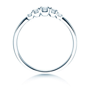 Bague de fiançailles 5 Diamonds dans 18K or blanc avec diamants 0,25ct G/SI