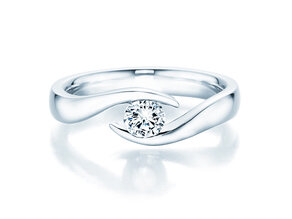 Bague de fiançailles Twist en 9K or blanc avec diamant 0,30ct H/SI