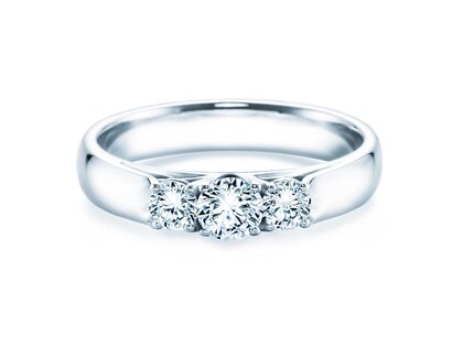 Bague de fiançailles 3 Stones dans 14K or blanc avec diamants 0,40ct G/SI