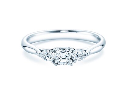 Bague de fiançailles Vivid Asscher en 14K or blanc avec diamants 0,53ct G/SI