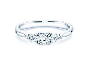 Bague de fiançailles Vivid Asscher en 14K or blanc avec diamants 0,53ct G/SI
