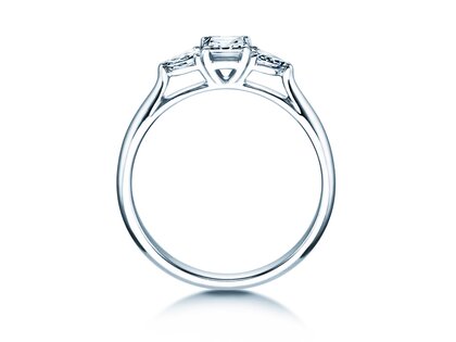 Bague de fiançailles Vivid Asscher en 14K or blanc avec diamants 0,53ct G/SI