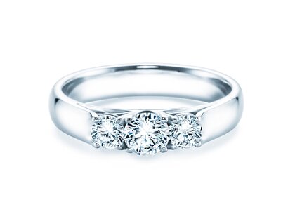 Bague de fiançailles 3 Stones dans 18K or blanc avec diamants 0,75ct G/SI