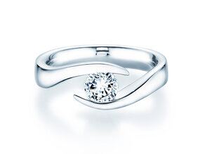 Bague de fiançailles Twist en 9K or blanc avec diamant 0,75ct H/SI