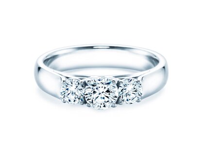 Bague de fiançailles 3 Stones dans 18K or blanc avec diamants 1,00ct G/SI