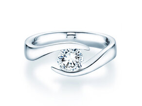 Bague de fiançailles Twist en 9K or blanc avec diamant 1,00ct H/SI