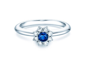 Bague de fiançailles Lovely en 14K or blanc avec saphir 0,25ct et diamants 0,25ct