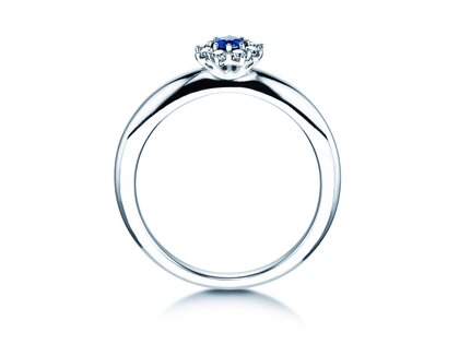 Bague de fiançailles Lovely en 14K or blanc avec saphir 0,25ct et diamants 0,25ct