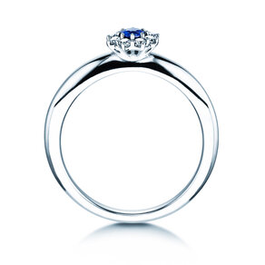 Bague de fiançailles Lovely en 14K or blanc avec saphir 0,25ct et diamants 0,25ct