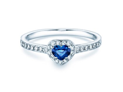 Bague de fiançailles Heart Saphir dans platine