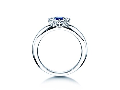 Bague de fiançailles Lovely dans 14K or blanc avec saphir 0,33ct et diamants 0,40ct