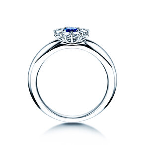 Bague de fiançailles Lovely dans 14K or blanc avec saphir 0,33ct et diamants 0,40ct