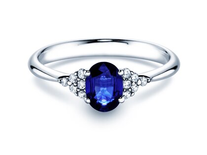 Bague de fiançailles Vivid en 14K or blanc avec saphir 1,00ct et diamants 0,12ct