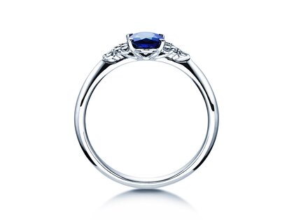 Bague de fiançailles Vivid en 14K or blanc avec saphir 1,00ct et diamants 0,12ct