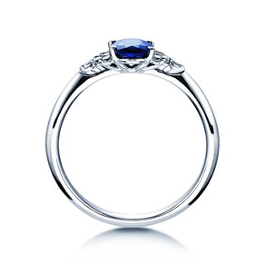 Bague de fiançailles Vivid en 14K or blanc avec saphir 1,00ct et diamants 0,12ct