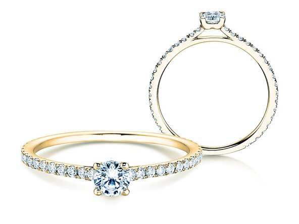 Bague de fiançailles Pure Diamond en 9K or jaune avec diamants 0,54ct G/SI