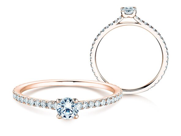 Bague de fiançailles Pure Diamond en 9K or rose avec diamants 0,54ct G/SI