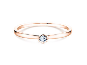 Bague de fiançailles Classic Petite dans 14K or rose avec diamant 0,13ct G/SI
