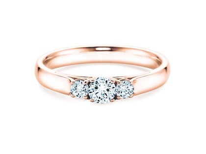 Bague de fiançailles 3 Stones dans 14K or rose avec diamants 0,40ct G/SI