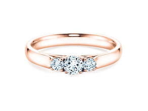 Bague de fiançailles 3 Stones dans 14K or rose avec diamants 0,40ct G/SI