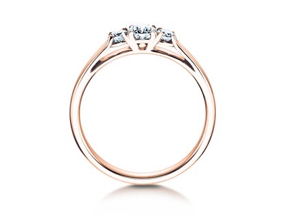 Bague de fiançailles 3 Stones dans 14K or rose avec diamants 0,40ct G/SI