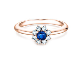 Bague de fiançailles Lovely dans 14K or rose avec saphir 0,33ct et diamants 0,40ct