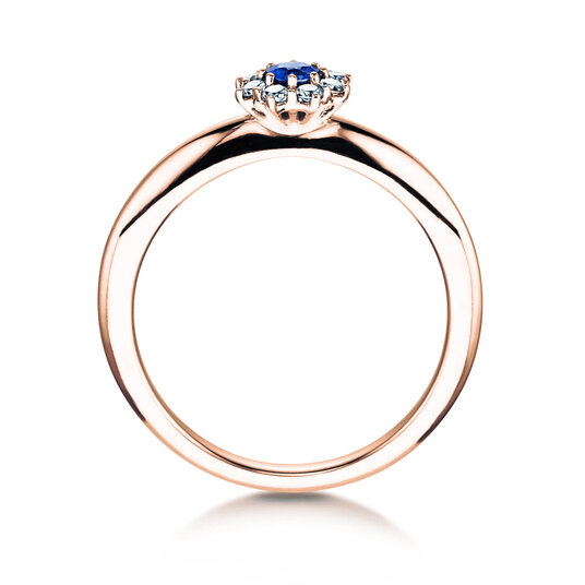 Bague de fiançailles Lovely en 9K or rose avec saphir 0,10ct et diamants 0,15ct