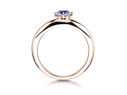 Bague de fiançailles Lovely dans 14K or rose avec saphir 0,33ct et diamants 0,40ct